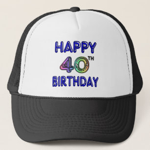 Gorra De Camionero 40.o Cumpleaños con la fuente del impulso