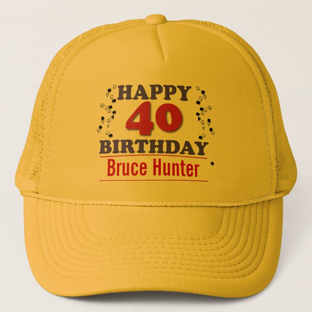 Gorra De Camionero 40.o cumpleaños feliz (Anverso)