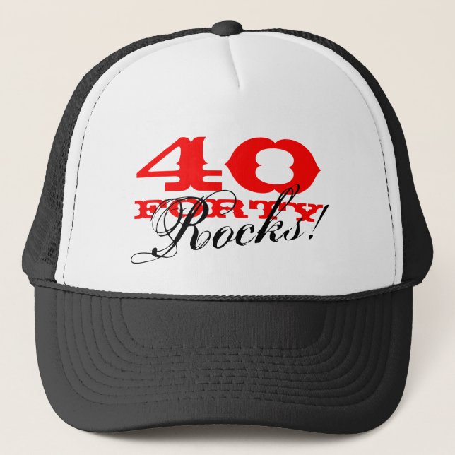 Gorra De Camionero 40.o ¡Gorra el | del cumpleaños cuarenta rocas! (Anverso)