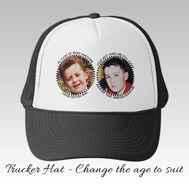 Gorra De Camionero 40th 'any age' milestone 2 photo black white (Subido por el creador)
