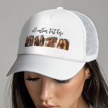 Gorra De Camionero 4 Collage de fotos con guión de rebote de moda - b<br><div class="desc">Usar fotos recortadas cuadradas para obtener los mejores resultados. Esta cuadrícula fotográfica moderna con un collage y esquinas redondeadas. Añade tus fotos favoritas a esta tira de película para un divertido guardián de la memoria. Una forma artística de mostrar tus mejores fotos para compartir fotos.</div>