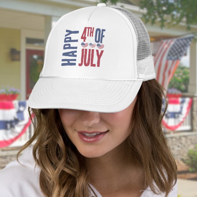 Gorra De Camionero 4 De Julio Bandera Estadounidense Patriótica Estad (Cute Patriotic USA American Flag Heart 4th Of July Trucker Hat)