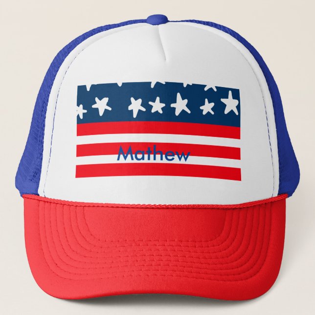 Gorra De Camionero 4 de julio Día de la Independencia añadir el nombr (Anverso)