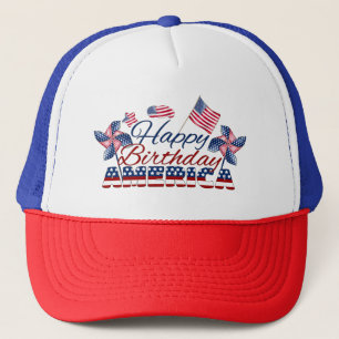Gorra De Camionero 4 de julio Día de la Independencia, feliz cumplea