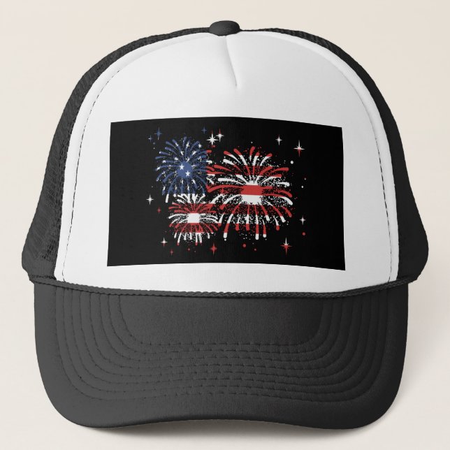 Gorra De Camionero 4 De Julio Fuegos Artificiales Estadounidenses (Anverso)