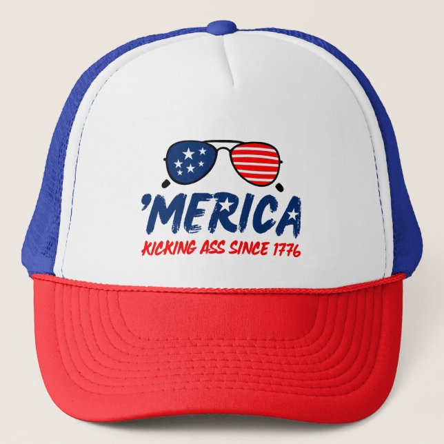 Gorra De Camionero 4 de julio, Gorra, Estados Unidos Cap, bandera est (Anverso)