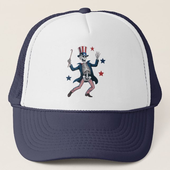 Gorra De Camionero 4th of July Dancing Skeleton Hat (Anverso)