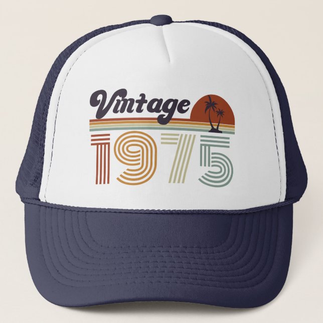 Gorra De Camionero 50º cumpleaños retro, añada 1975 (Anverso)