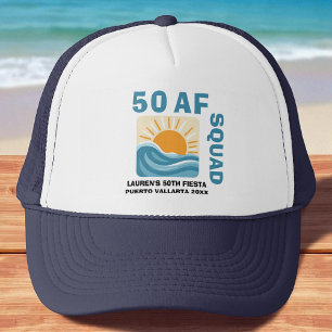 Gorra De Camionero 50 AF Crew Playa Retro Cumpleaños Atardecer