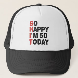 Gorra De Camionero 50 Aniversario tan feliz que hoy tengo 50 años