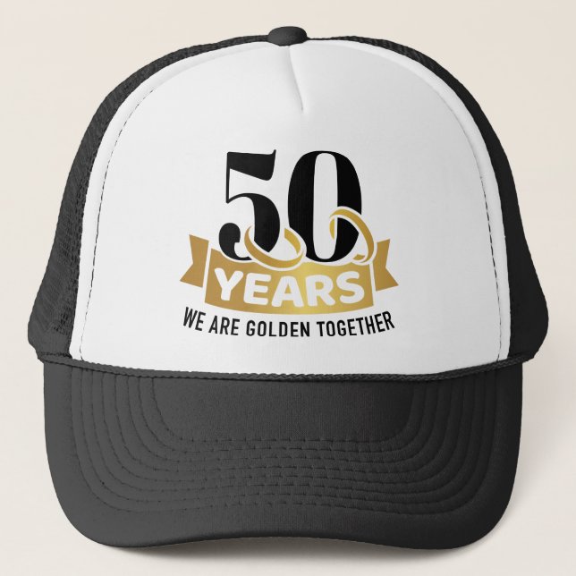 Gorra De Camionero 50 años boda aniversario, oro juntos (Anverso)