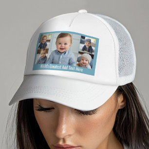 Gorra De Camionero 5 Collage de fotos Blanco azul mínimo moderno