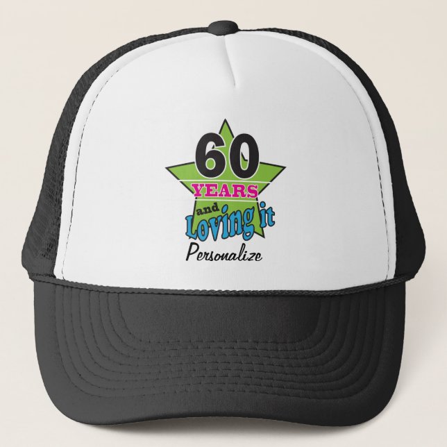 Gorra De Camionero 60 años y amarlo | 60 cumpleaños | Nombre DIY (Anverso)