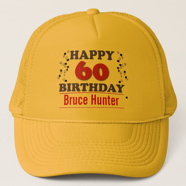 Gorra De Camionero 60.o cumpleaños feliz (Anverso)