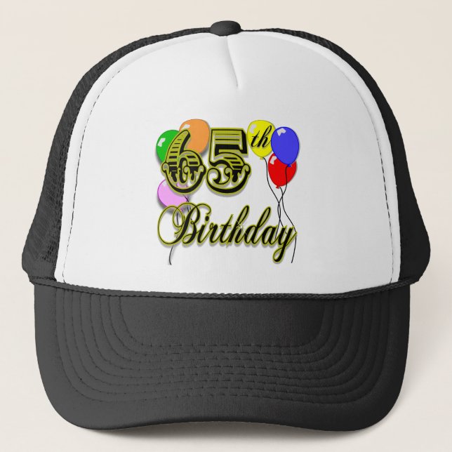 Gorra De Camionero 65.a mercancía feliz del cumpleaños (Anverso)