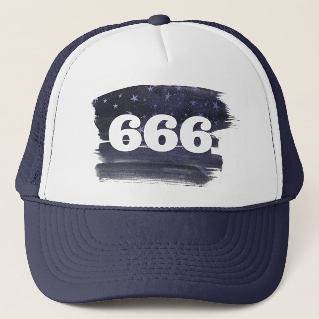 Gorra De Camionero 666 Ángel Número Estrellas Mayor Autoalineación (Anverso)