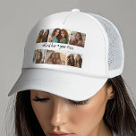 Gorra De Camionero 6 Cuadrícula de Collage de fotos - Personalizado b<br><div class="desc">Usa 6 fotos para crear un collage de fotos personal. La decoración es moderna y limpia,  con un fondo negro. También hay un lugar para agregar texto en el medio. El color de fondo se puede cambiar en el área personalizar.</div>