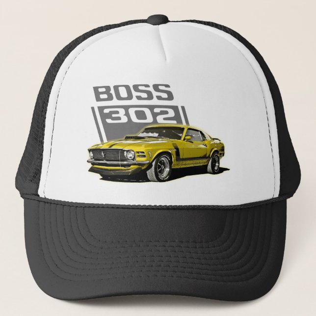 Gorra De Camionero 70 amarillo de Boss 302 (Anverso)