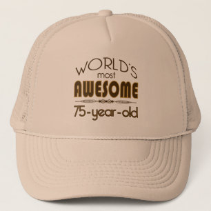 Gorra De Camionero 75.o Mundo de la celebración del cumpleaños mejo