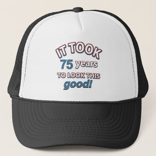 Gorra De Camionero 75.os diseños del cumpleaños del año (Anverso)