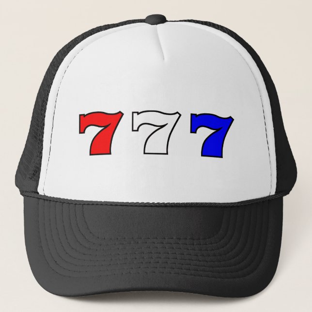 Gorra De Camionero 777 blancos rojos y azules (Anverso)