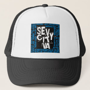 Gorra De Camionero 7 distritos de una ciudad - negro/logotipo azul