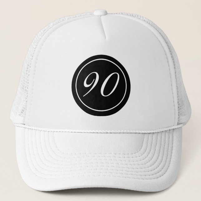 Gorra De Camionero 90.º cumpleaños elegante negro (Anverso)