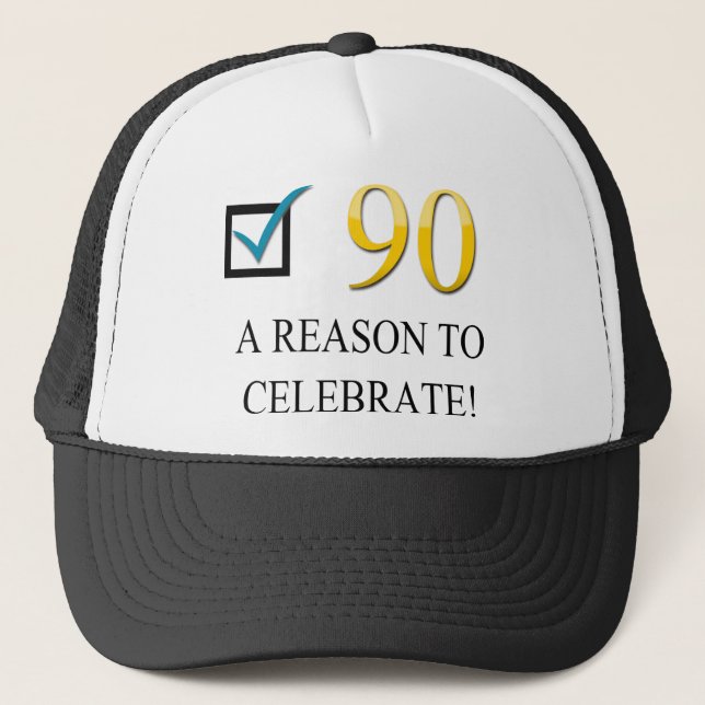 Gorra De Camionero 90.o cumpleaños feliz (Anverso)