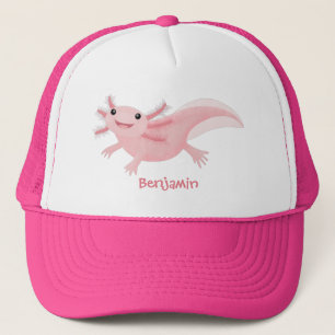 Gorra De Camionero Aaxolotl lindo rosa feliz