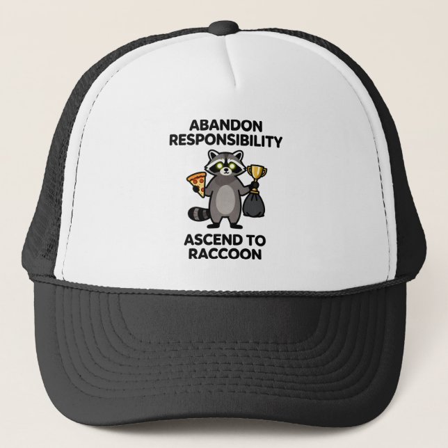 Gorra De Camionero Abandon Responsibility Ascend To Raccoon Meme (Anverso)