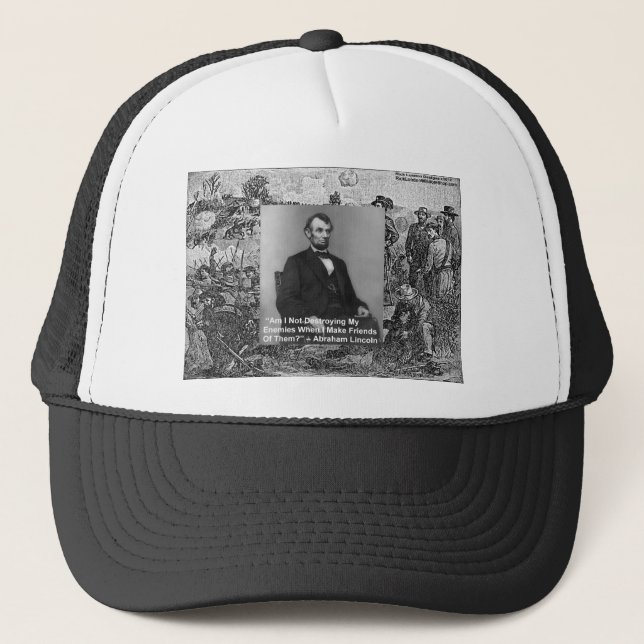 Gorra De Camionero Abe Lincoln "Destruye Enemigos" Wisdom Cita Regalo (Anverso)