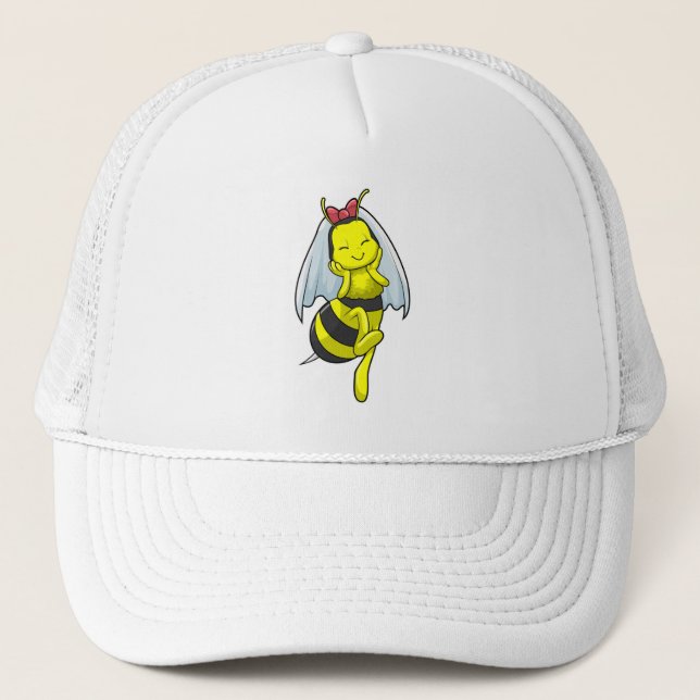 Gorra De Camionero Abeja como Novia en Boda con Velo (Anverso)