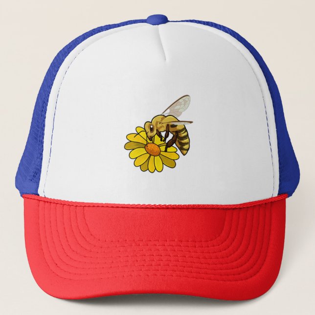 Gorra De Camionero Abeja con flores (Anverso)