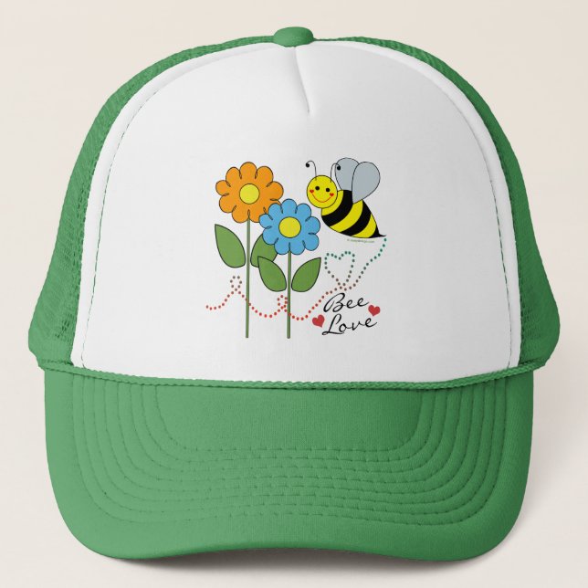Gorra De Camionero Abeja de burbujas con flores amor de abeja (Anverso)