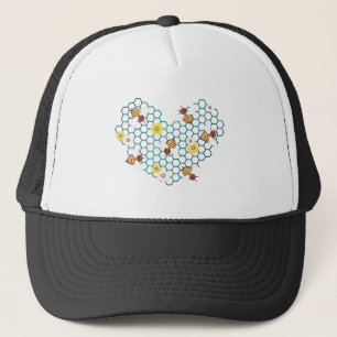 Gorra De Camionero Abeja Feliz Corazón