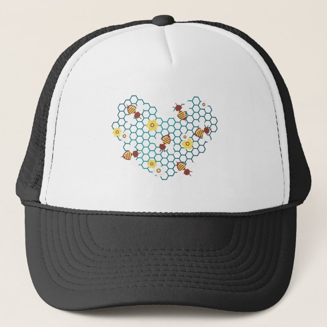 Gorra De Camionero Abeja Feliz Corazón (Anverso)