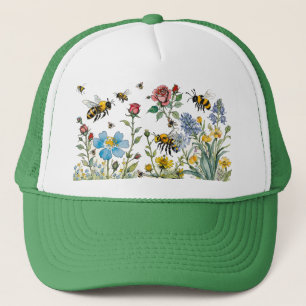 Gorra De Camionero Abejas y flores silvestres