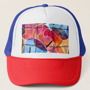 Gorra De Camionero Abstrato acuarela Patrón blanco negro