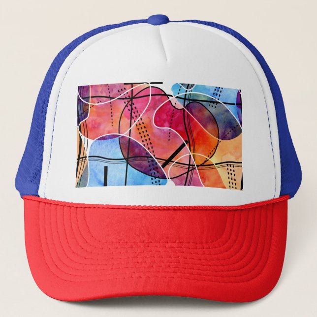 Gorra De Camionero Abstrato acuarela Patrón blanco negro (Anverso)