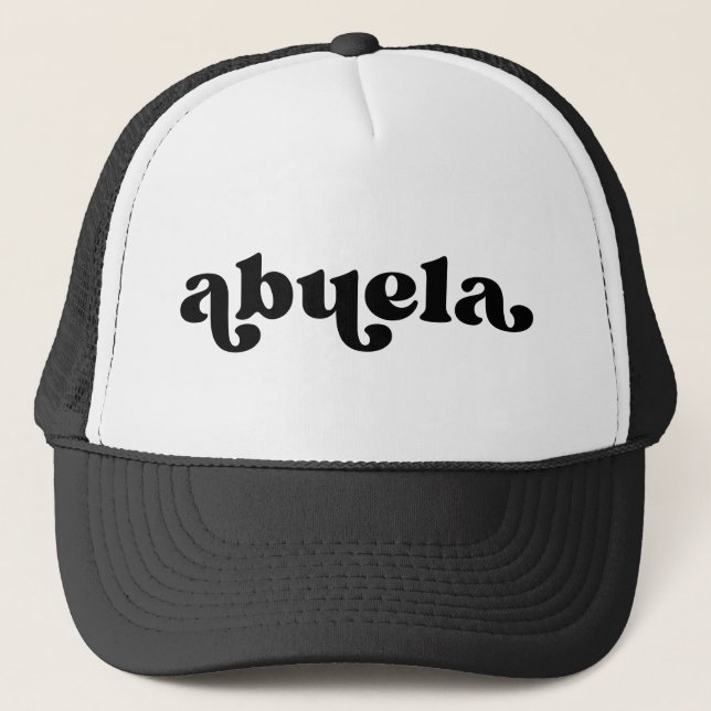Gorra De Camionero Abuela española retro negra y blanca (Anverso)