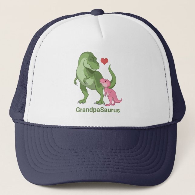 Gorra De Camionero Abuelo Saurus Green T-Rex & Baby Girl Dinosaurios (Anverso)