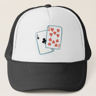 Gorra De Camionero Ace y Diez de cartas de juego de corazones