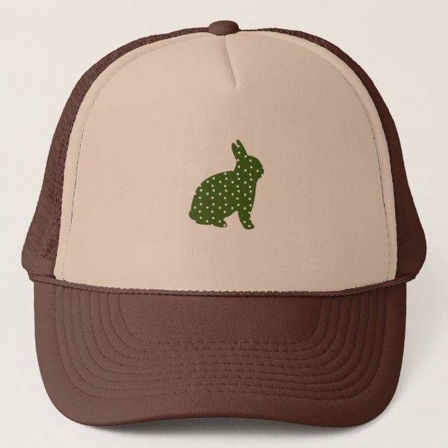 Gorra De Camionero Aceite de oliva de conejo de Pascua con manchas bl (Anverso)