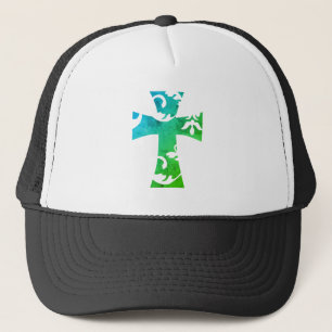 Gorra De Camionero acento FLORAL de gradiente azul CRUZ