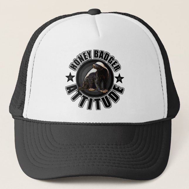 Gorra De Camionero ACTITUD del tejón de miel - diseño redondo (Anverso)