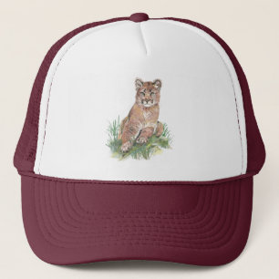 Gorra De Camionero Acuarela Cougar Montaña León Naturaleza silvestre