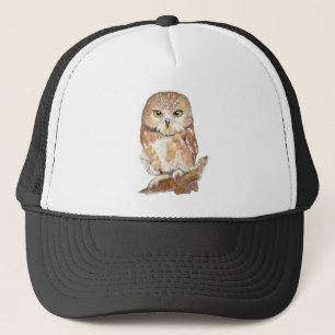 Gorra De Camionero Acuarela Cuta Vieron Lechuza Ballena, Pájaro, Anim