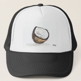 Gorra De Camionero Acuarela de frutas de coco tropical Expant