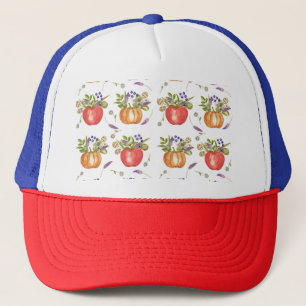 Gorra De Camionero Acuarela De Otoño, Composición Sin Marea.