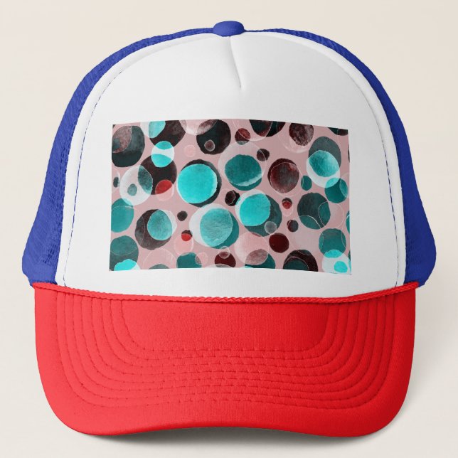 Gorra De Camionero acuarela de puntos polka, patrón abstracto. (Anverso)